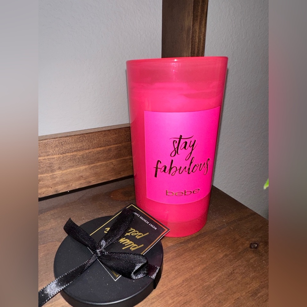 Hot pink Barbie 🩷bebe brand candle stay fabulous plumeria petals richly scented